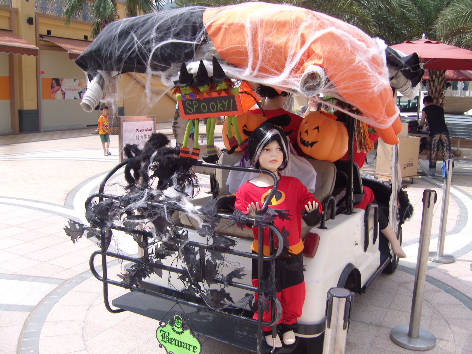 Discovery Bay Halloween decorations and family-friendly setup